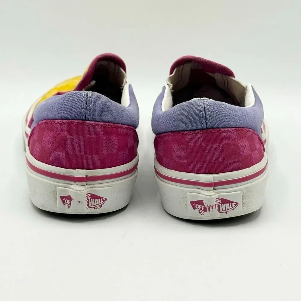 Vans Slip-On Checkerboard Multi Color Yellow Purple Pink Skate Sneakers - US Big
